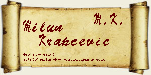 Milun Krapčević vizit kartica